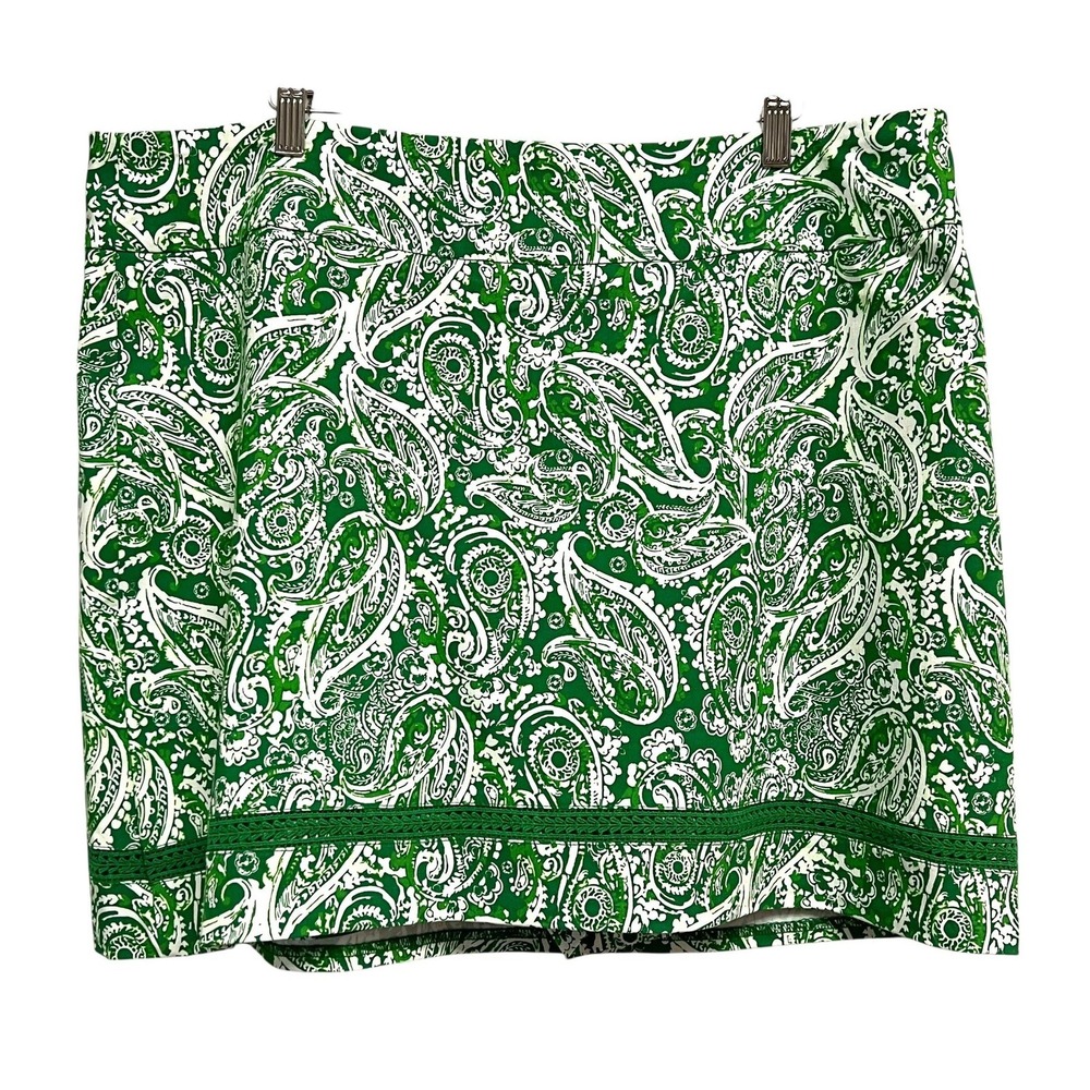 Crown & Ivy Skort Womens Plus Size 18W Green Paisley Pull On Stretch Crochet NWT